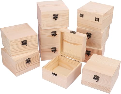 Miniatura 11 de GNIEMCKIN Paquete de 6 cajas de madera, cajas de madera sin pintar sin terminar para manualidades, proyectos de bricolaje y almacenamiento de joyas