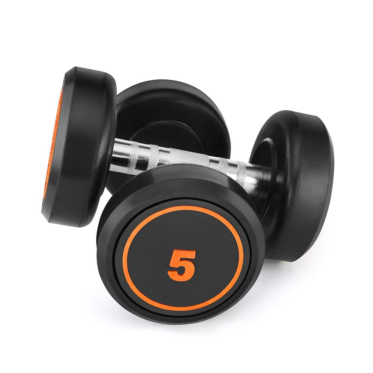 Healthex Round Dumbbells I Professional Rubber Coated With Fixed Steel Hand Rod Dumbbell For Men & Women Pack of 2 (5kgx2)-image-26