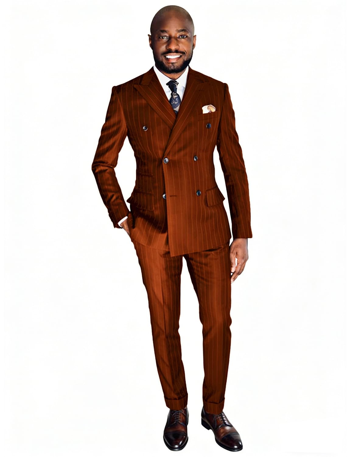 Costume Homme Rayures de qualité supérieure avec col revers en pointe - 5