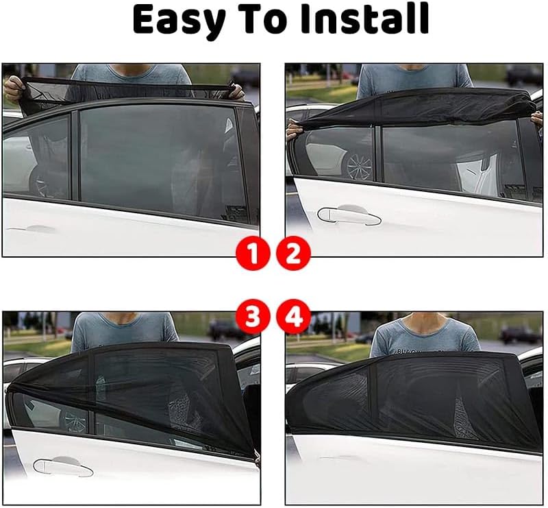 Miniatura 8 de Cortina universal para ventana de automóvil, paquete de 4 protectores de ventana lateral para niños y bebés, bloqueador solar transpirable para