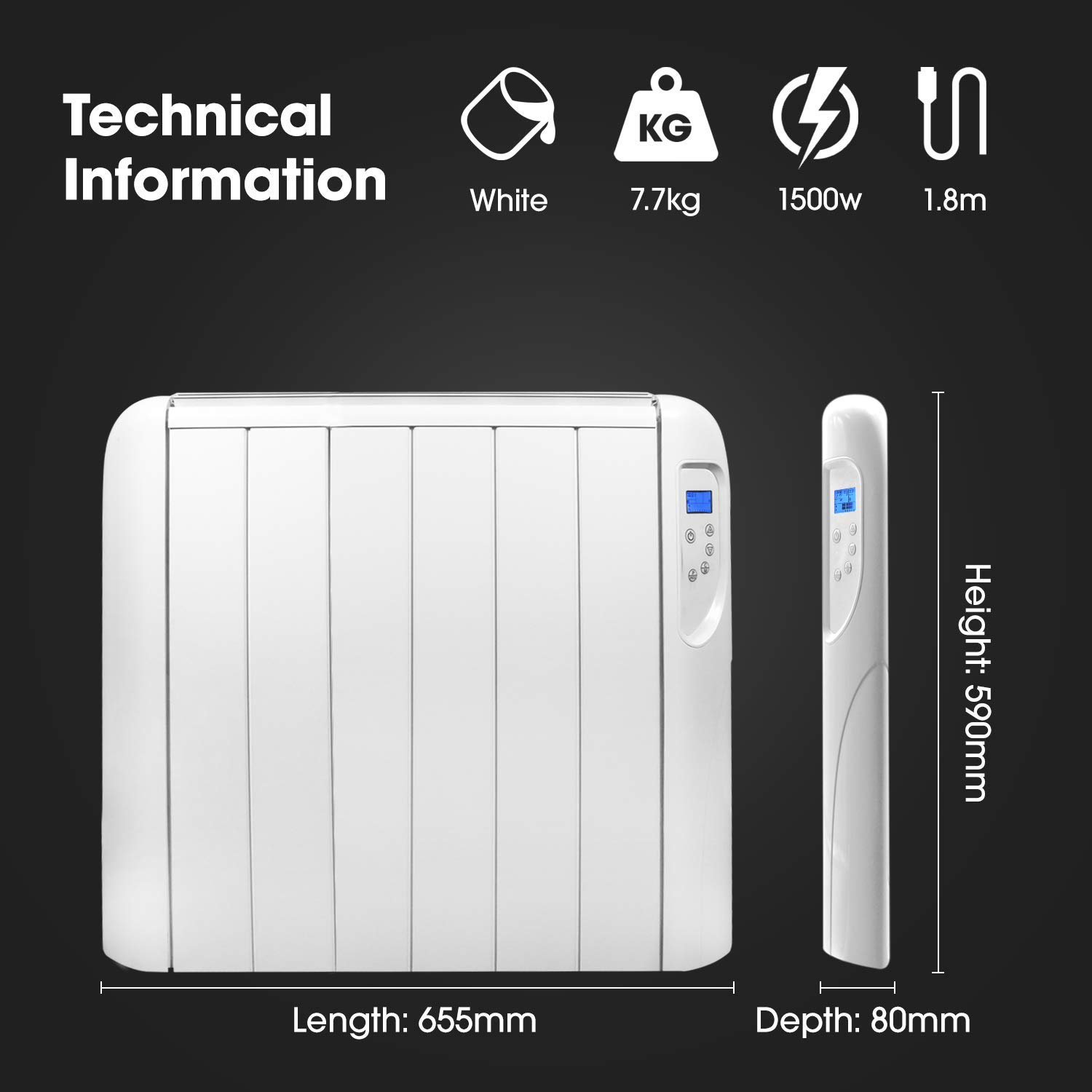 FUTURA Eco Panel Heater 24 Hour 7 Day Timer 1000W 2000W Wall Mounted