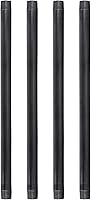 PipeDécor 3/4" x 18" Black Steel Pipe 4-Pack | Pre-Cut Industrial Plumbing Pipes for DIY Vintage Furniture