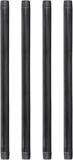PipeDécor 3/4" x 18" Black Steel Pipe 4-Pack | Pre-Cut Industrial Plumbing Pipes for DIY Vintage Furniture