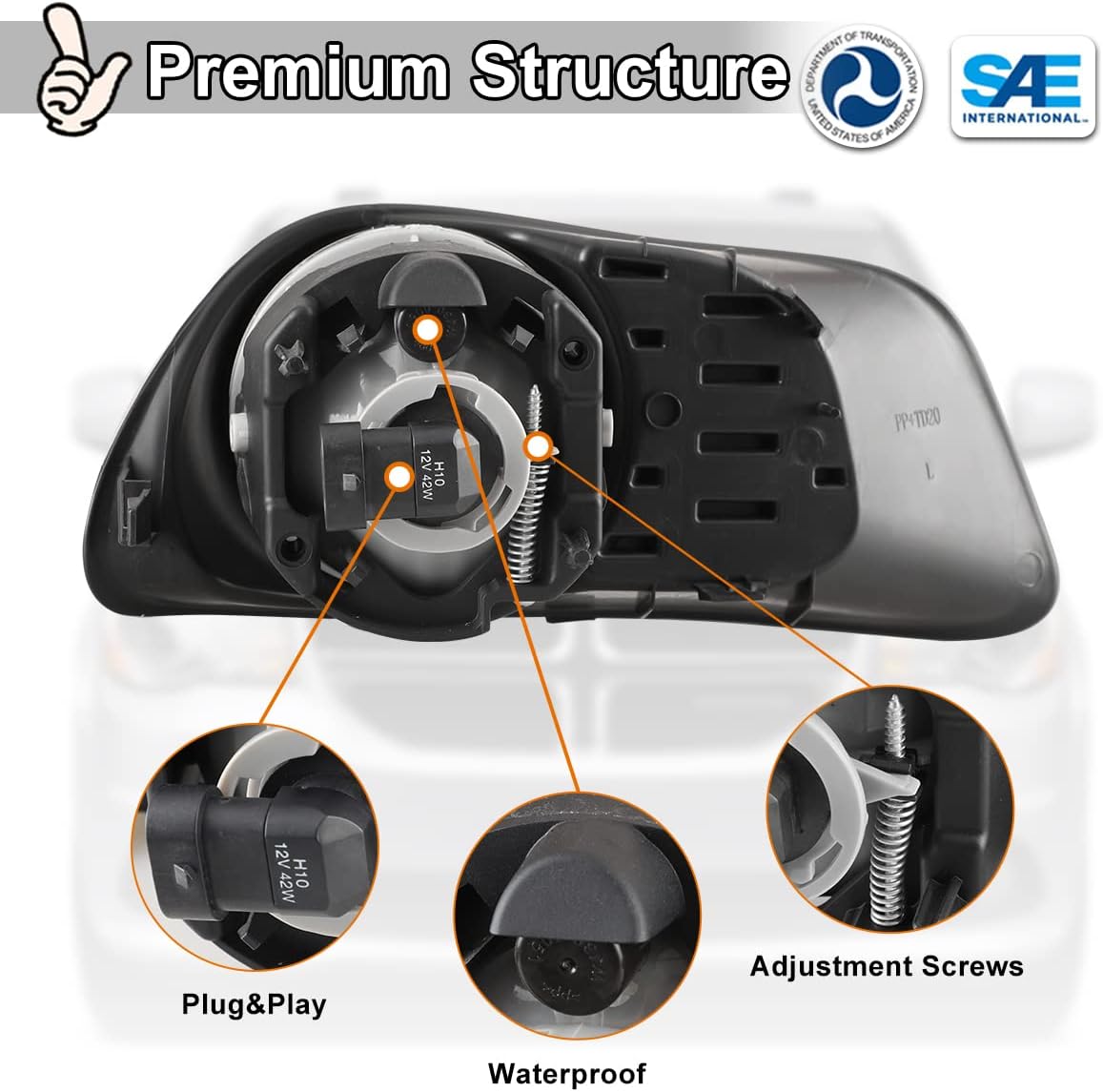 Nixon Offroad Fog Light Set for 2011-2020 Dodge Grand Caravan w/Bulb + Black Bezel Cover + Wiring Harness Kit + Universal Switch, Fog Light Lamp Assembly, Clear Lens (Not Fit Srt8 Models)