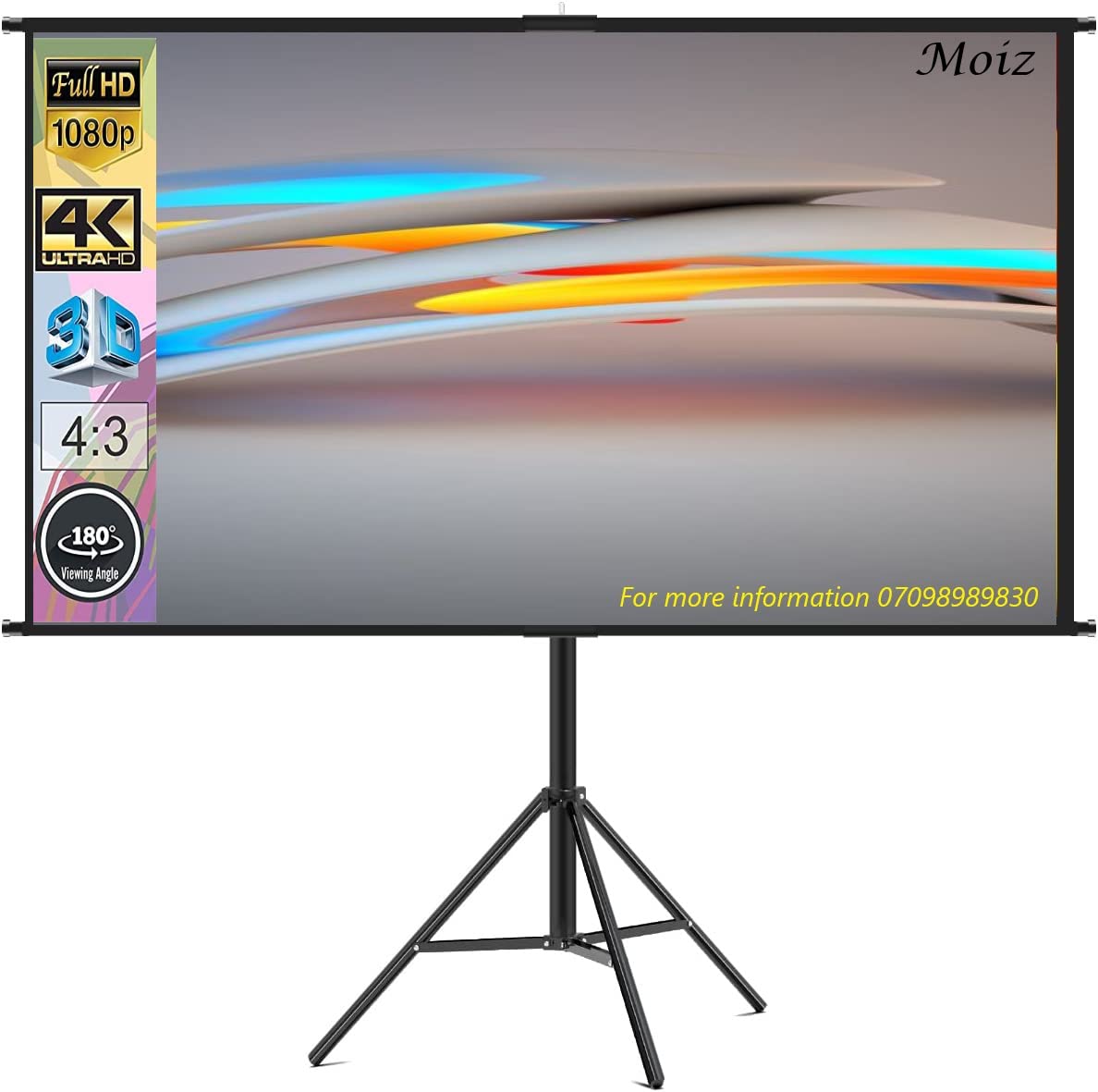 MOIZ Cineview 6 x 4 Feet Tripod Projector Screen Full HD 1080P UHD-3D-4K Technology 84 Inch Diagonal 4:3 Ratio Comes with Stand(White) (B08CHLWFX2) Amazon Price History, Amazon Price Tracker