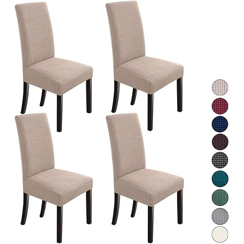 NORTHERN BROTHERS Dining Chair Covers Seat Parson Chair Slipcover for Dining Room Set of 4, Khaki