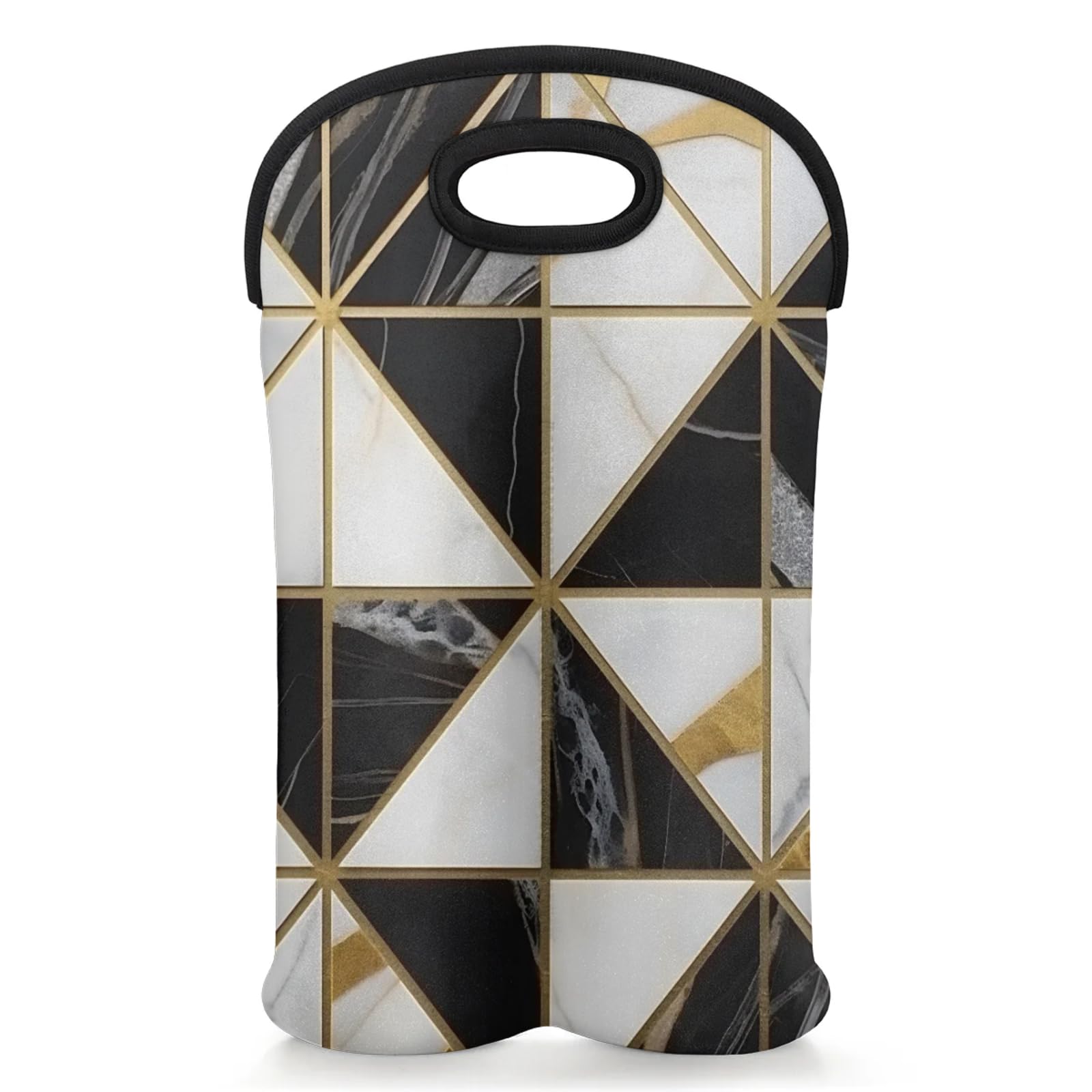 GzLeyigou 2 Bottles Marble Texture Wine Bag Sleeve Totes Geometric Neoprene Protective Wine Carrier Bag for Wine,Water, Champagne, Beer, Baby Bottles,Gift 14.5 x 10 Inches