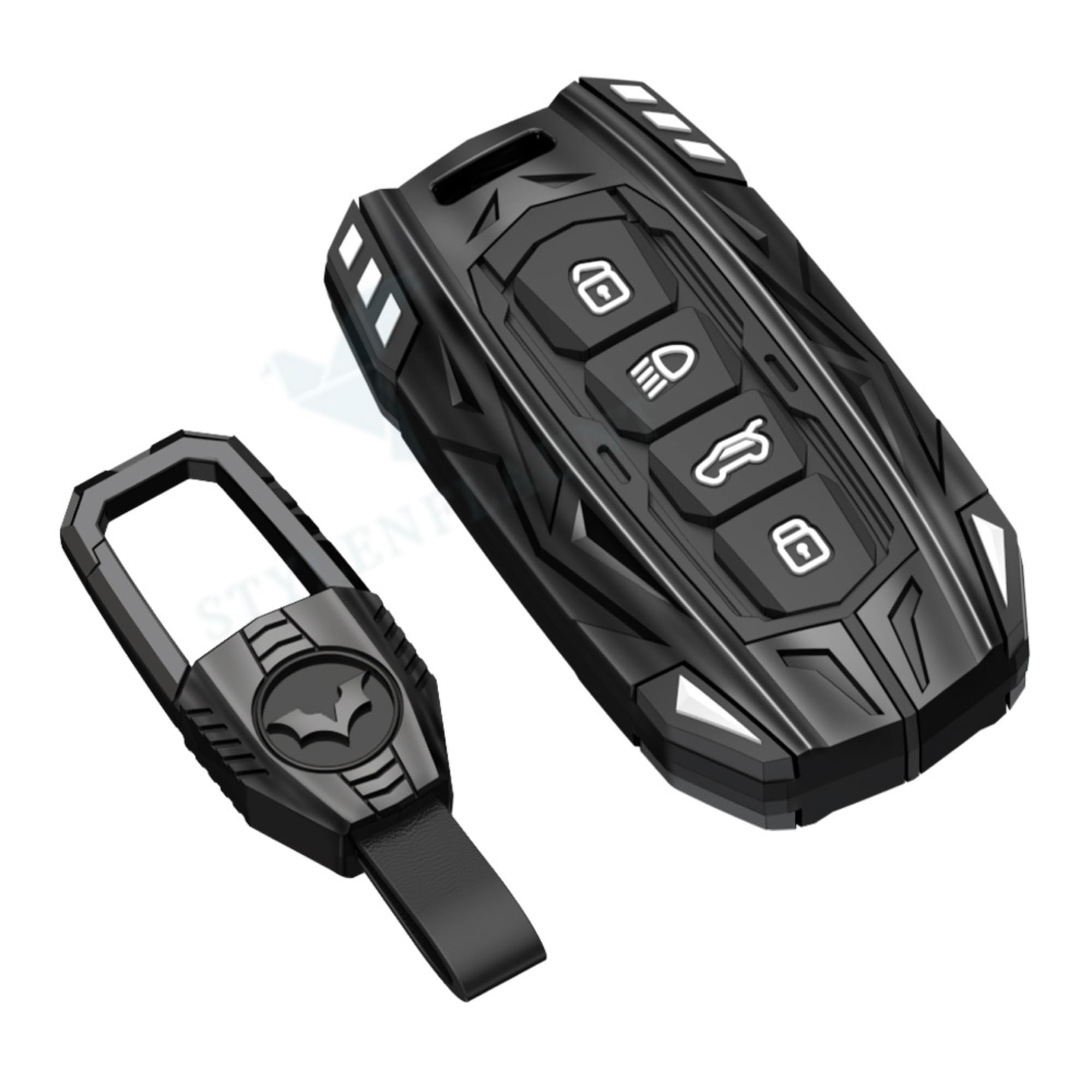 Screwless Series Car Key Cover Compatible with TATA SIERRA SMART PLUS, PURE VARIENT | 4 Button Smart Key Case | Waterproof Soft Silicone KeyShell with Keychain-image-38