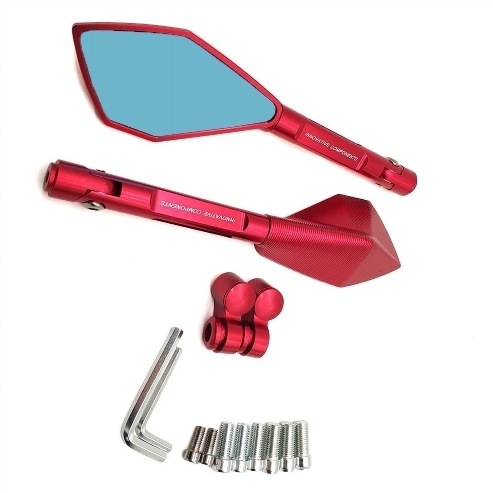 Rétroviseur Rétroviseur De Moto CNC Aluminium Guidon De Moto Rétroviseurs Bleu pour Kawasaki Kx 85 125 250 250f 450f KLX125 KLX250 (Color : Rot)