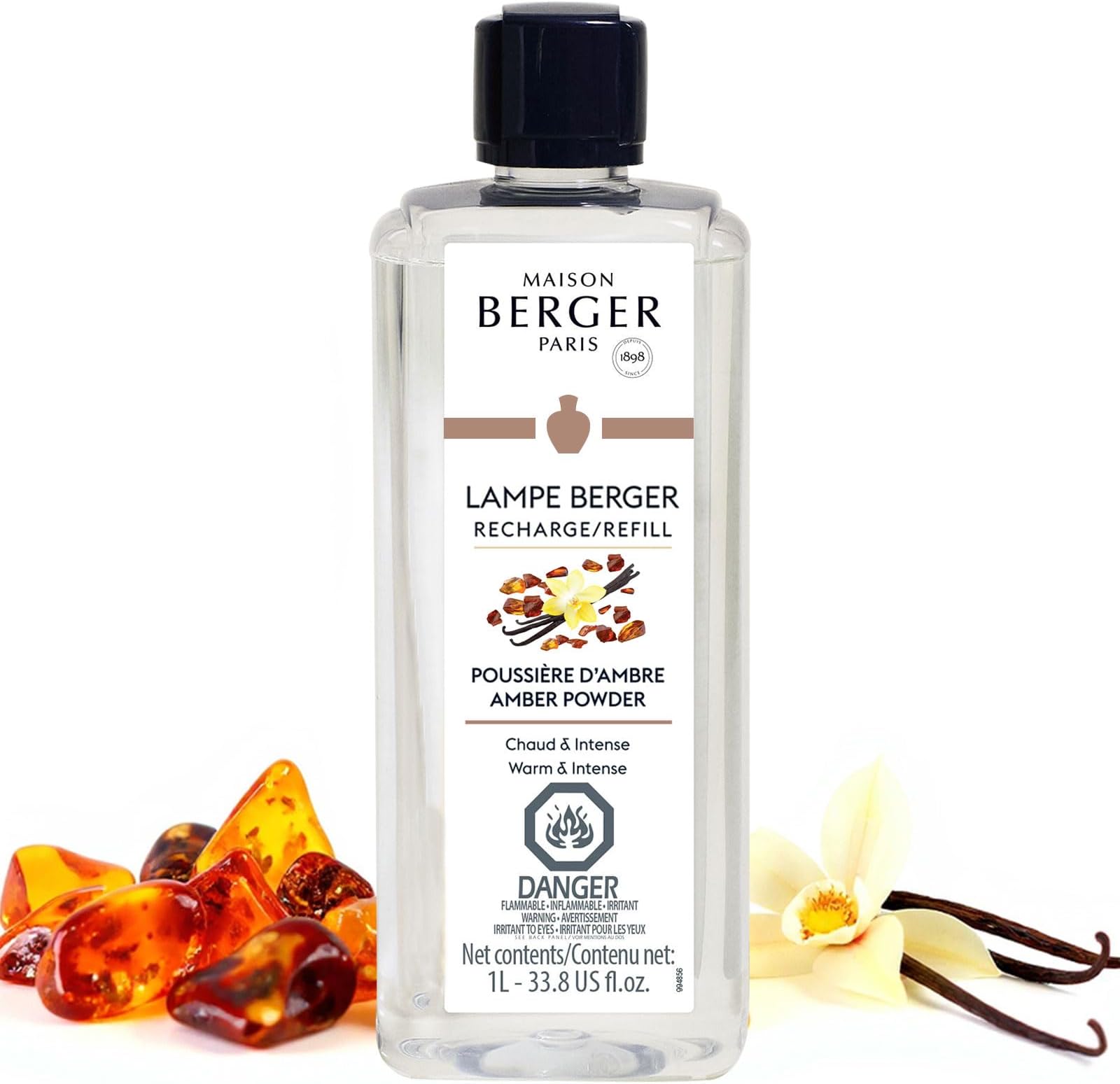 Amber Powder | Lampe Berger Fragrance Refill Home Fragrance Oil Diffuser | Purify and Perfume | 33.8 fl oz - 1 Liter | Made in France