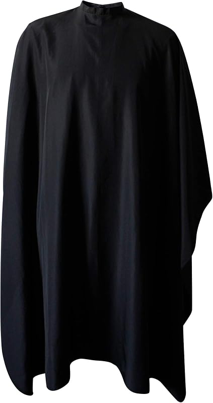 Delantal de corte de pelo de poliéster con capa de salón profesional, capa de peluquero, 54 "x 62", negro, C007001E-L