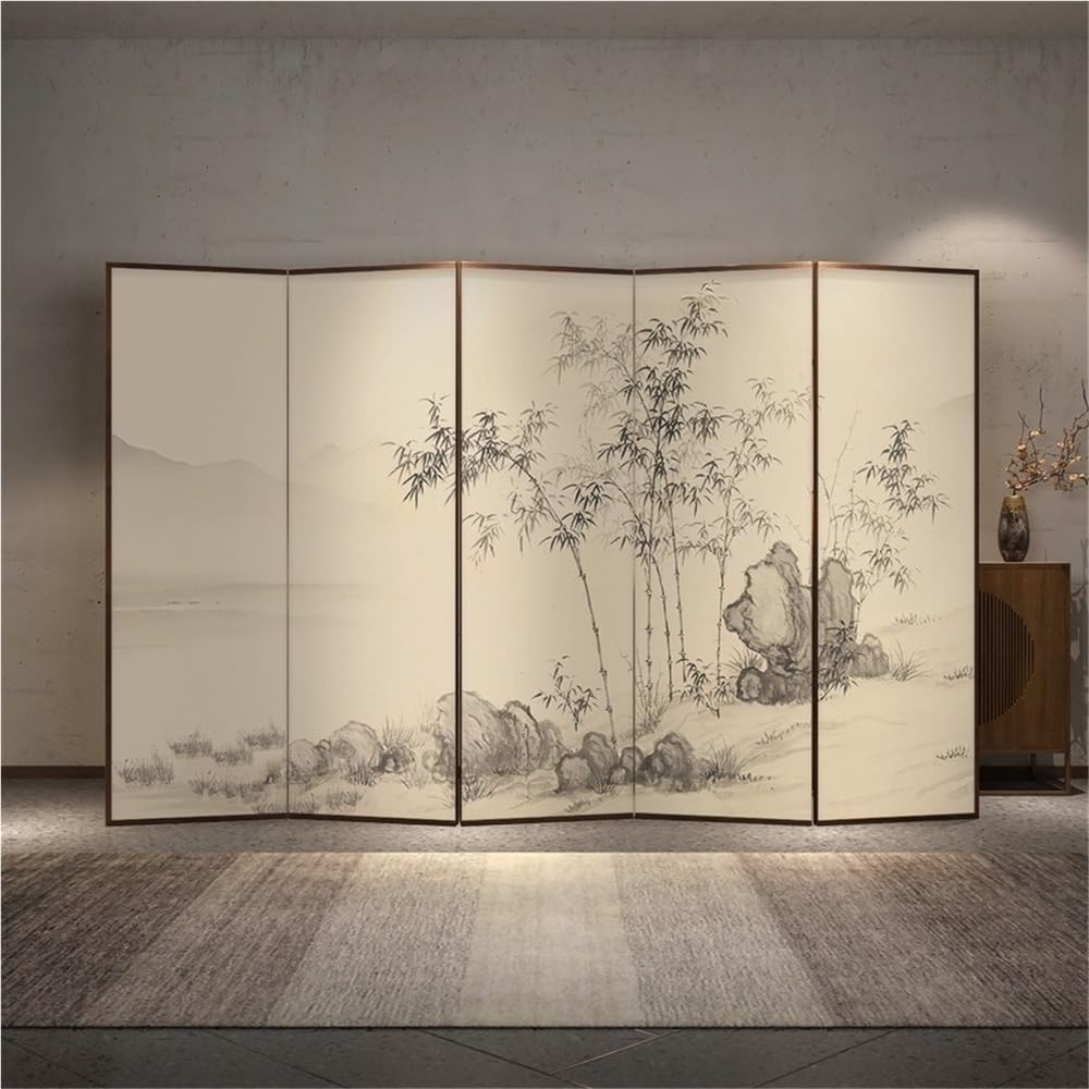 Paravent-Interieur Retro Chinesische Paravent-Partition Büro Wohnzimmer Hintergrundwand Home Abschirmung Hotel Einfacher Bambus-Faltschirm