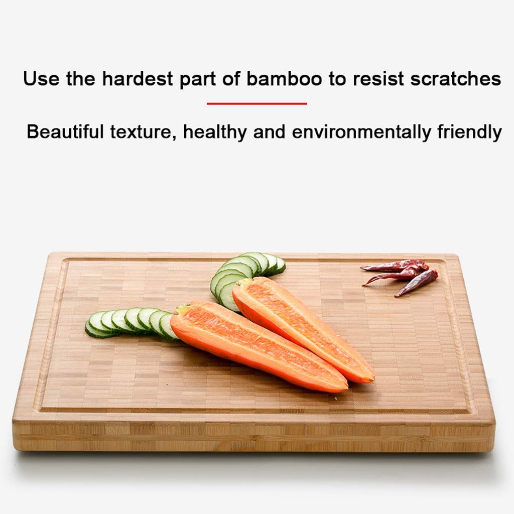 Tabla de cortar de madera grande para cortar y carnicero: tabla de cortar de bambú reversible de 15,74 x 11,8 x 1,18 pulgadas con ranura para jugos y púas que estabiliza la carne de res y aves mientr