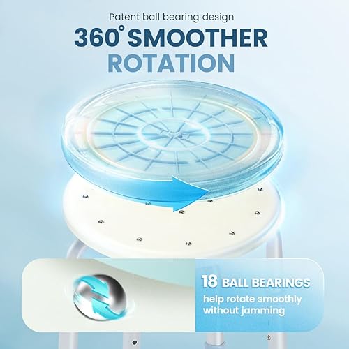 Miniatura 2 de OasisSpace Silla de ducha  Silla de ducha redonda ajustable, taburete de ducha ligero para la ducha interior, silla de baño antideslizante y