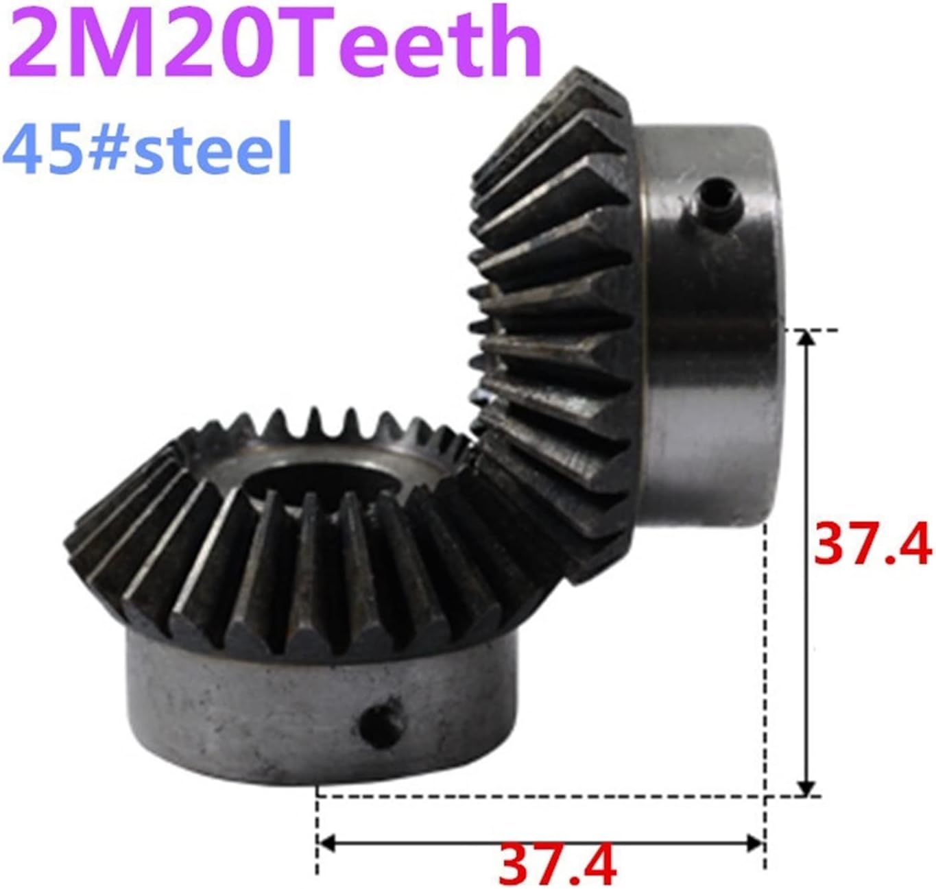 GRESIK Step Miter 2pcs 2M 20T Bevel Gear 8mm 10mm 15mm 20mm Bore Steel Gear 2 Module 20 Teeth 90 Degrees Meshing Angle Steel Gears spur Bevel (Color : 20 Teeth, Size : 8mm bore)