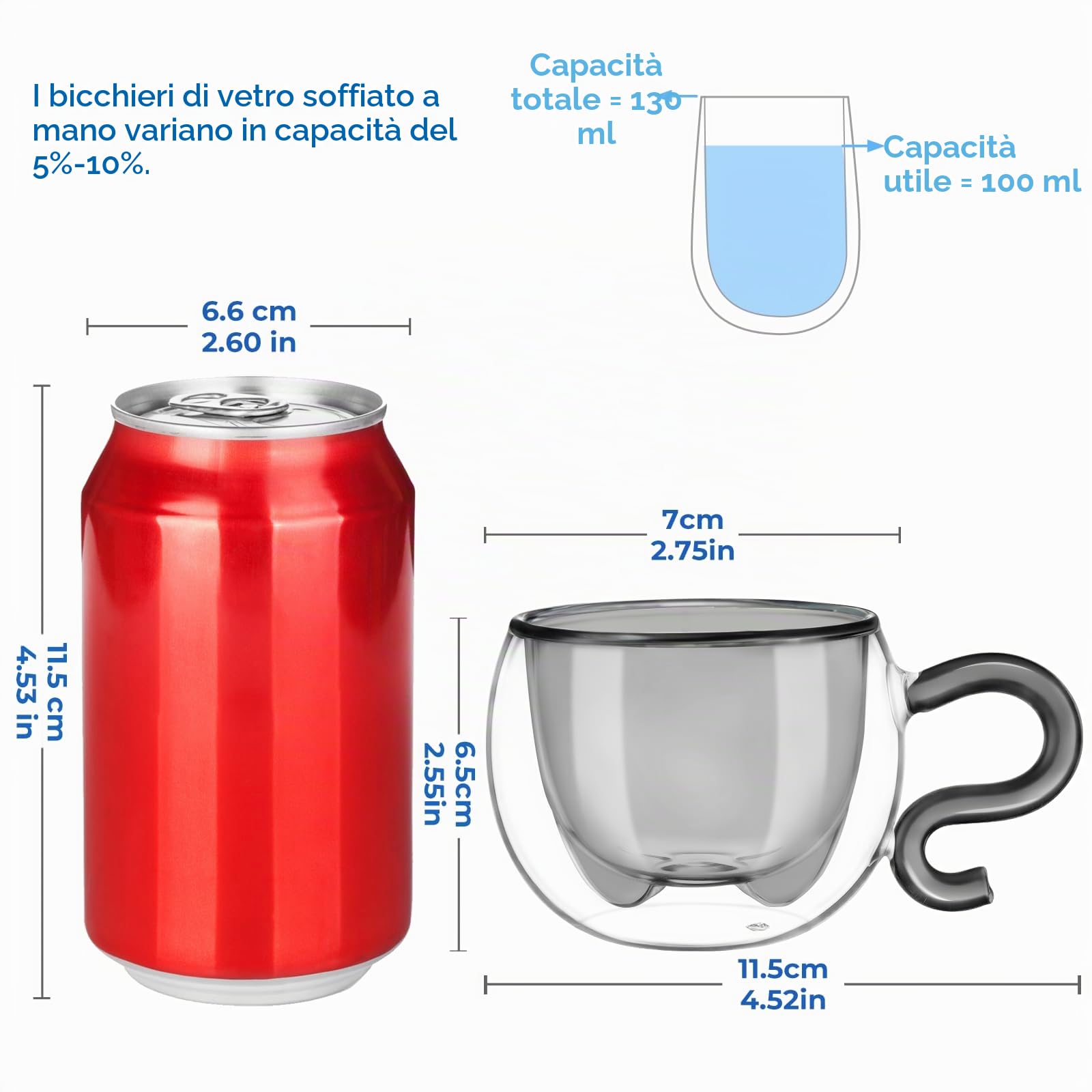 ecooe 2 Pezzi Nero Bicchieri da Caffè a Doppia Parete con Simpatico Gatto 130 ml, Regalo di Compleanno per Donne, Uomini, Mamme, Bambini, Tazza da Caffè Espresso per Caffè Freddo e Latte