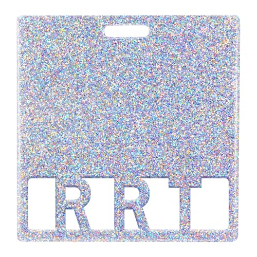 Plifal RRT Badge Buddy Card Holder - Rapid Response Team Glitter Sliver Nurse Nursing Accessories Horizontal ID Name Identification Tags for Hospital Medical Student Work