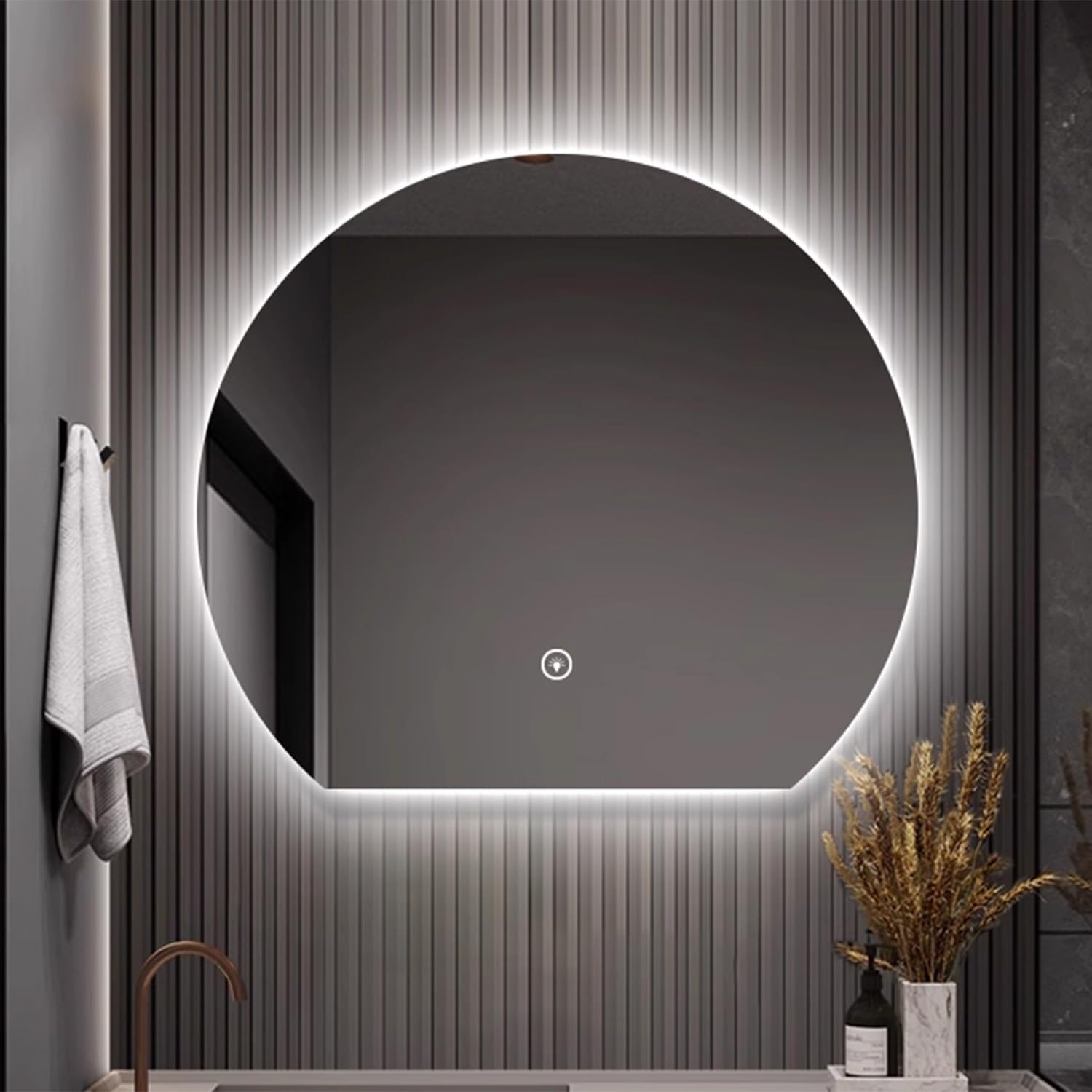 Miroir de salle de bain rétroéclairé tactile et anti-buée intelligent