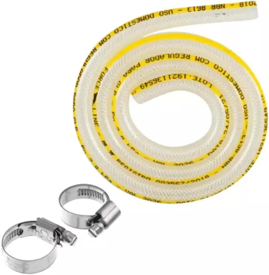Mangueira Mulituso Gás 3/8 Transparente 2m Metros com Braçadeiras Abraçadeiras Reforçada Grossa Fogão Cozinha Jardim
