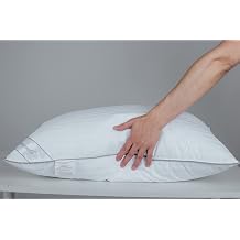 Goose Feather Down Bed Pillow for Sleeping, Hotel Collection Queen Size Soft Bed Pillow,100% Cotton Cover Queen Size Stripe White 1 Pack