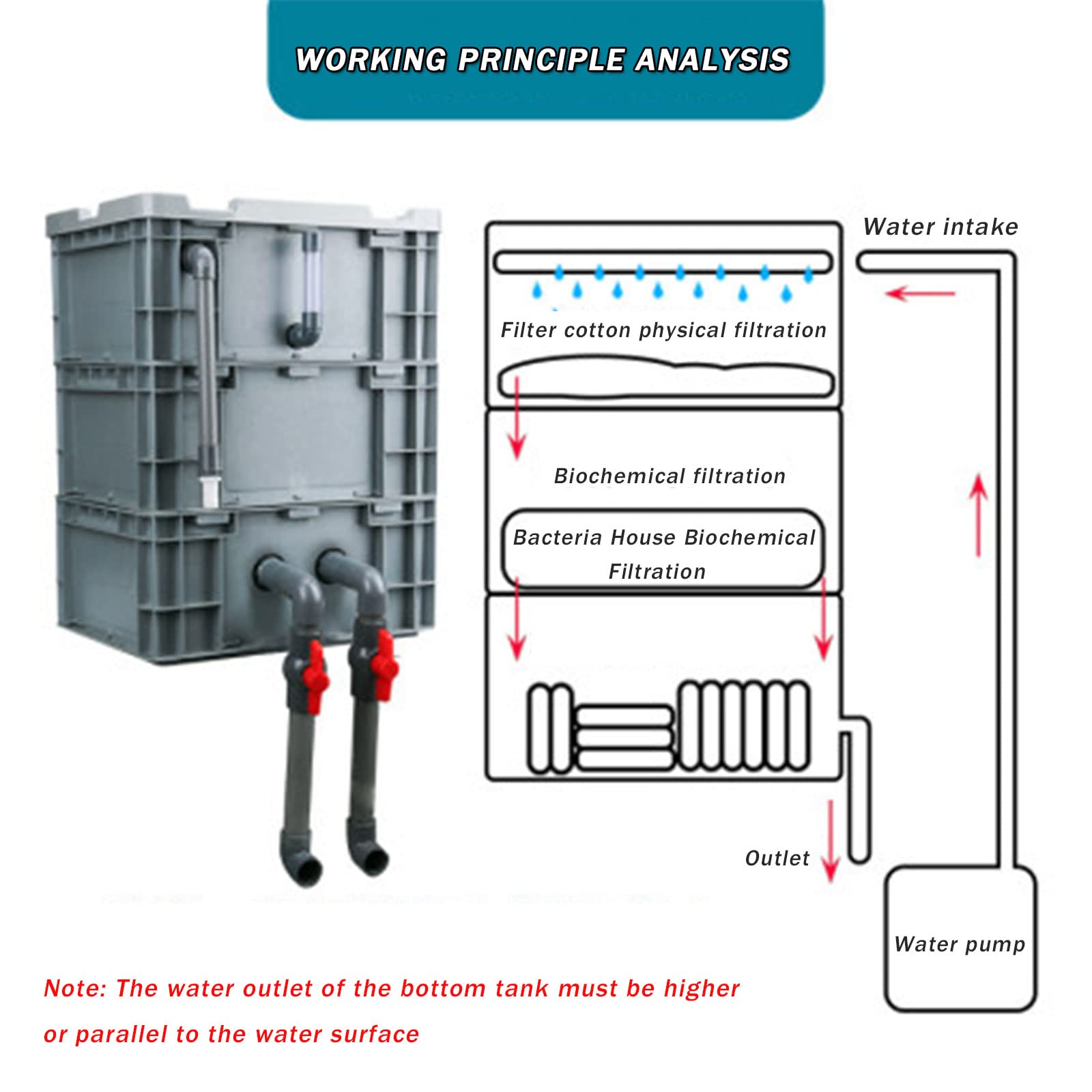 Filtro de Acuario, Caja de Goteo para pecera DIY - Sistema de circulación de Agua Externo para estanques medianos, Caja de Filtro de rotación eficiente para Agua Clara y un Entorno Saludable