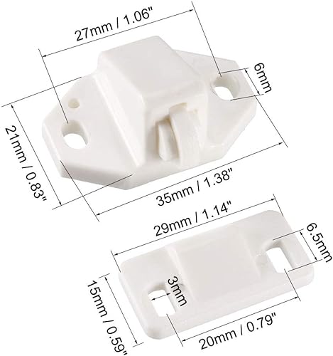 Miniatura 2 de uxcell Rodillo de la puerta del armario del armario de los muebles con el rodillo del ABS blanco 10pcs