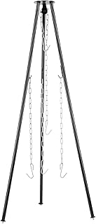 femor Dreibein, Dreibein Grill mit 4 Kette & 3 Haken, 70x70x131cm, Höhenverstellbare Kette, Dreibein-Gestell für Gulaschke...