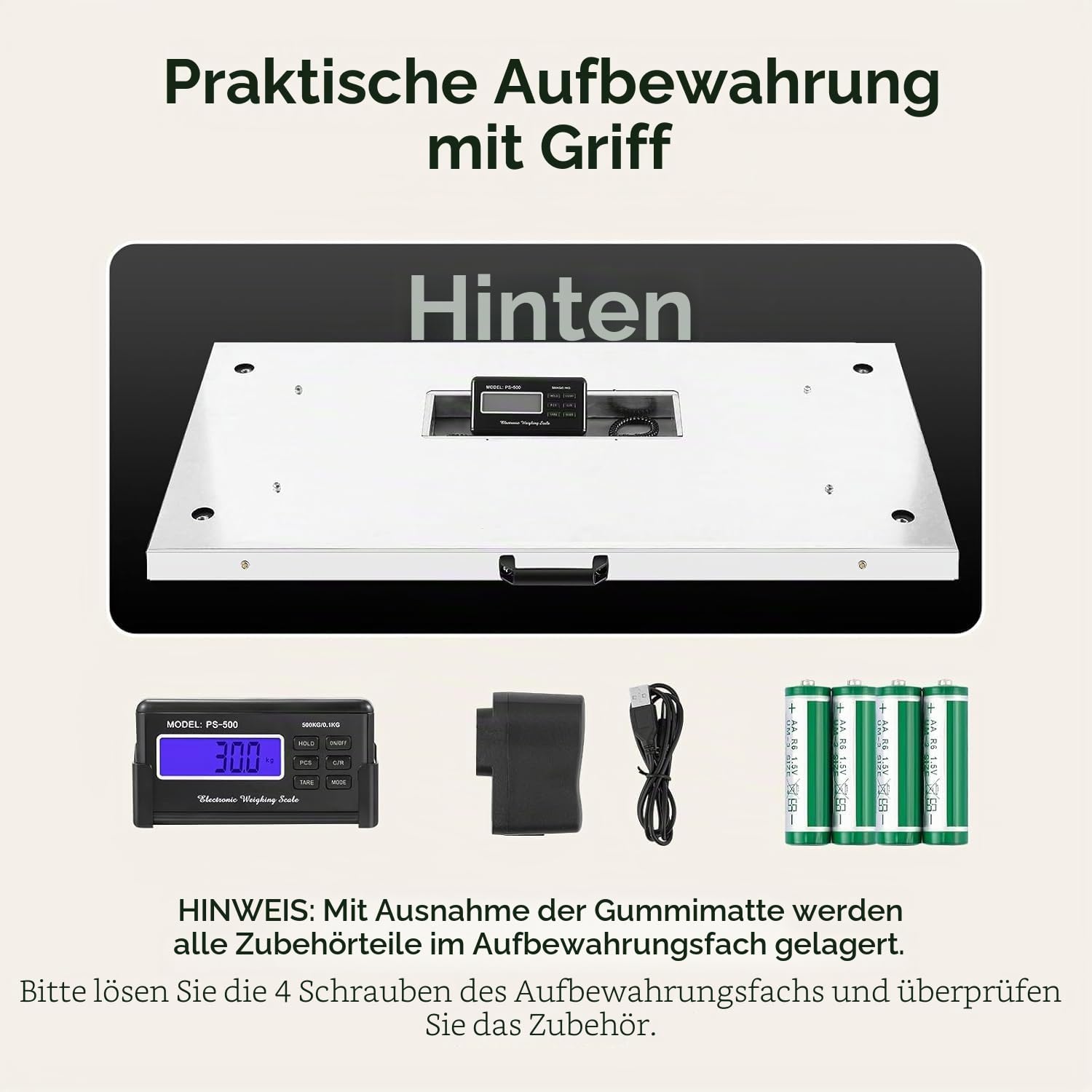 Bonvoisin 500kg Tierwaage für Veterinär & Nutztiere, Tara- & Hold-Funktion | Große Edelstahl-Plattform 103x53cm mit rutschfester Matte, Fern-Display & Dual-Stromversorgung für professionelles Tierwiegen