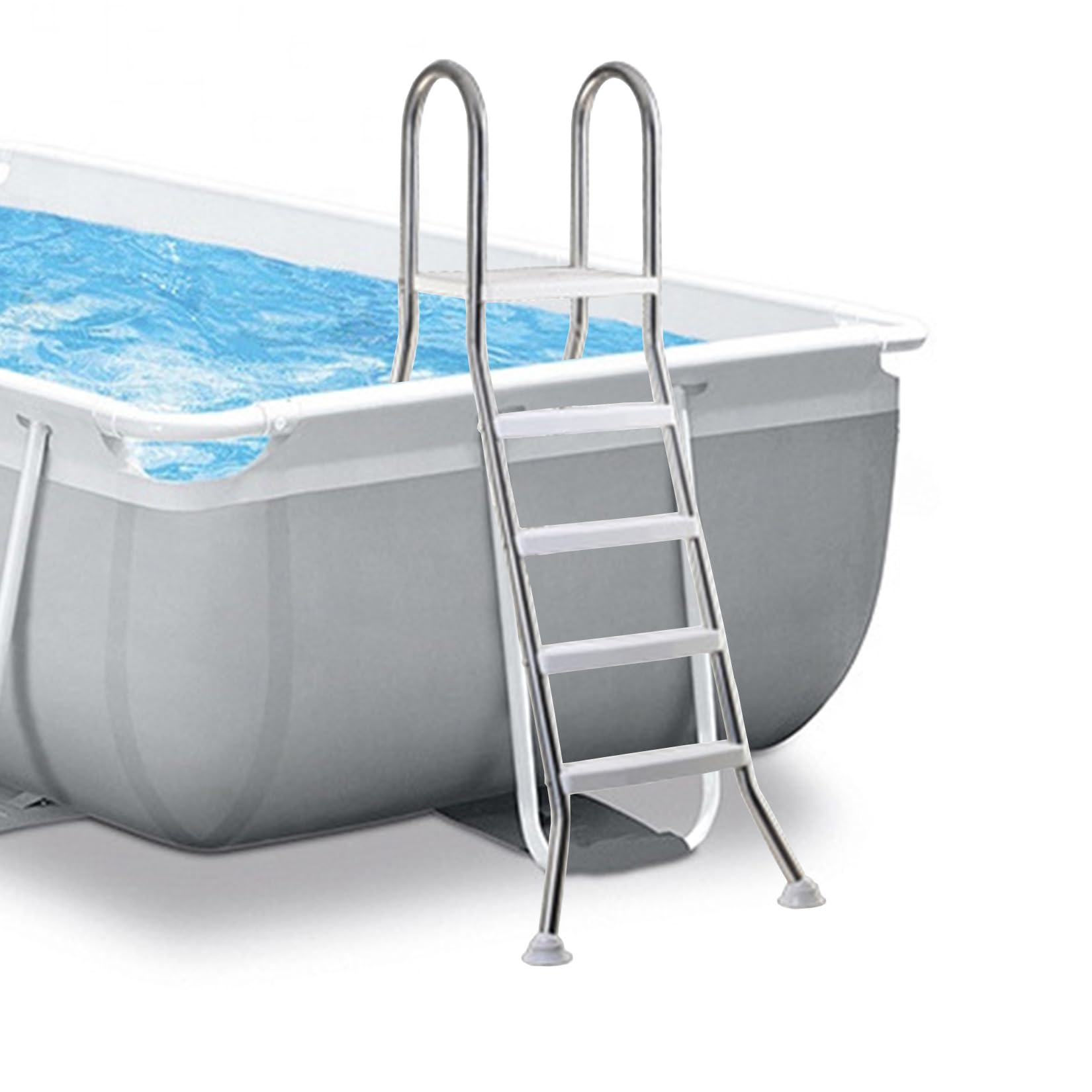 Escalera de Piscina de Alta Resistencia de 4escalones para Piscina elevada Escalera de Piscina elevada de Acero Inoxidable con escalones Antideslizantes escaleras de Piscina pasamanos Dobles