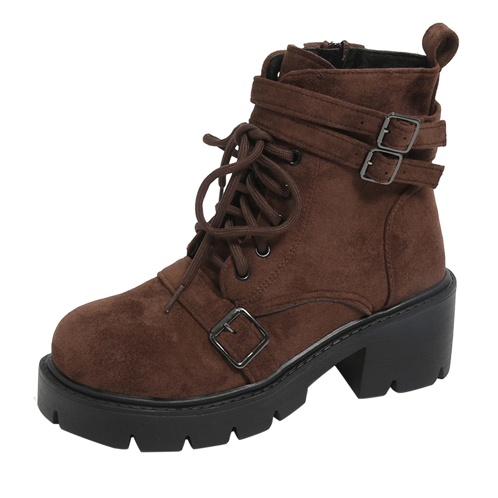 Cocila Botines De Ante Tacón Medio, Color Liso, con Cremallera Lateral Corta Y Cuadrado, Ideales para Otoño E Invierno. Botas Agua Mujer Hunter Piel Camel Vestir Barefoot Botin Lluvia Camperas