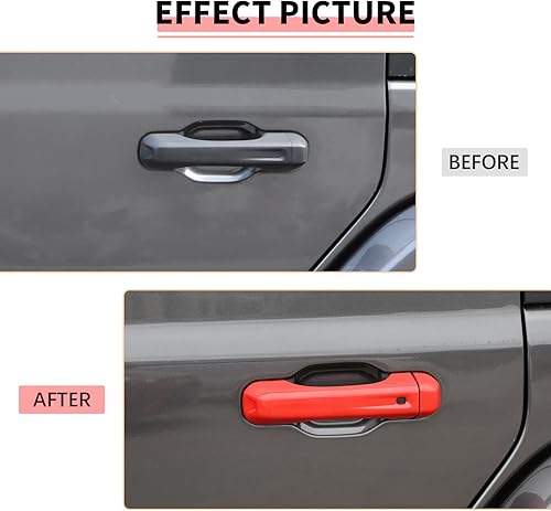 Miniatura 2 de Cubierta de manija de puerta y cubierta de manija del portón trasero, accesorios exteriores para Jeep Wrangler JL JLU 2018-2025 24 puertas (rojo)