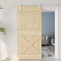 Vista 121 de TSMST Kit de herrajes para puerta corrediza de granero de 6 pies, riel de acero inoxidable de servicio pesado resistente con montaje superior