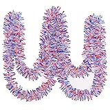 KIMOBER 32.8 Ft 4th of July Tinsel Garland, Red White Blue Metallic Garland for Independence Day...