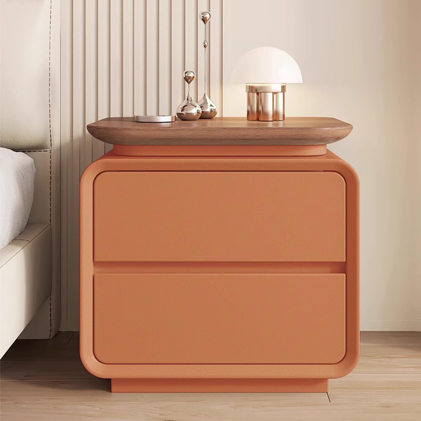 SXZenSpace Solid Wood 2-Layer Bedside Table,Creativity Modern Nightstand Decoration Bedroom Furniture End Side Table for Bedroom,B,45x40x50cm(18x16x20inch)