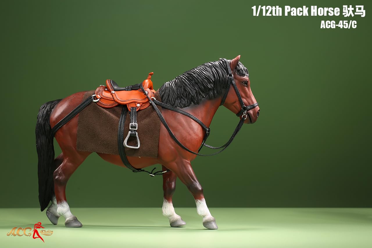 ACGTOYS ACG-45C 1/12 Escala Animal Model Pack Horse Collectible Animal Figure Toy for Birthday Ornaments