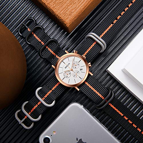 Image of BINLUN Premium Ballistic Nylon Watch Strap, Heavy Duty 5-Ring Replacement Watch Band with Stainless Steel Buckle, Comfortable Sport Band for Men Women, Fits 18-24mm