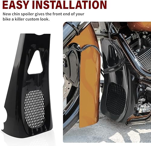 Miniatura 5 de Lirun M8 - Alerón de barbilla estirado ABS de repuesto para Harley Touring Road Street Glide 2017+, negro brillante