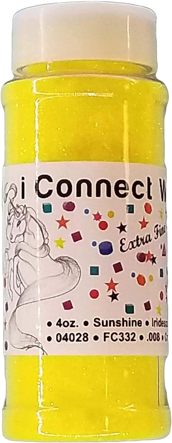 iConnectWith Glitter – Sunshine Yellow, Extra Fine Iridescent Glitter; Multi-use for Crafts, Decorations, Nail Art, Makeup, Tumblers, Resin Art, and DIY Projects