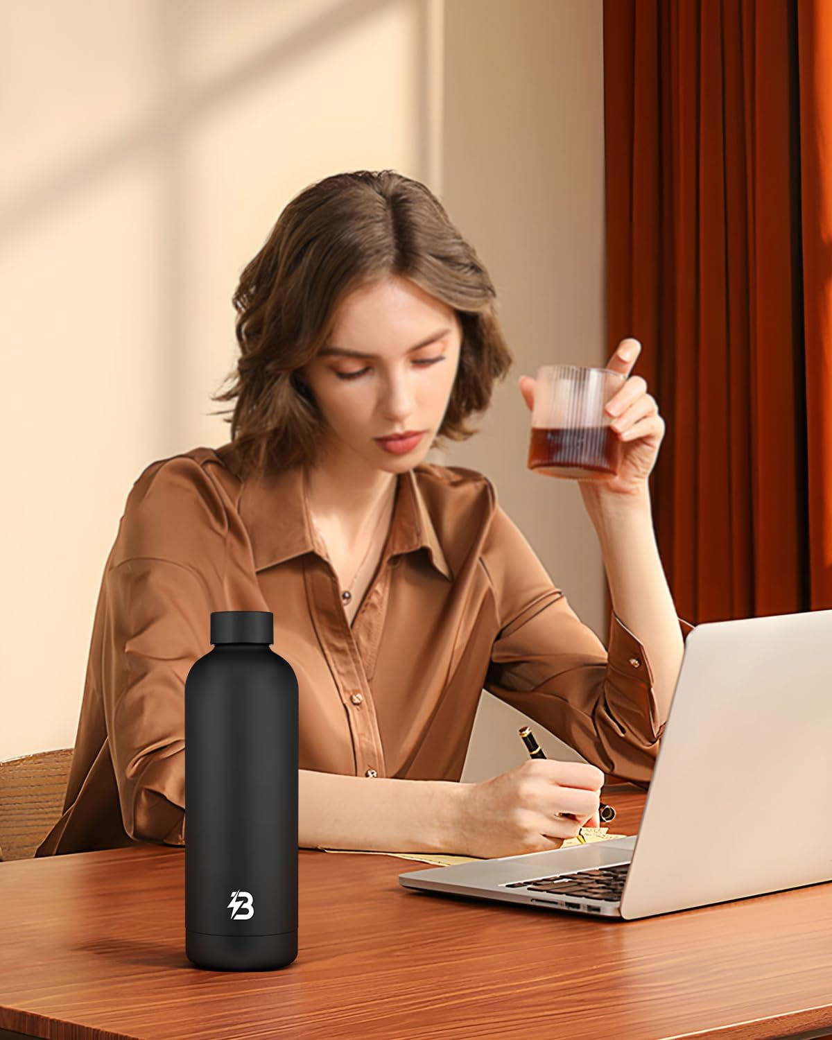 Insulated Water Bottle with Lid, 17 oz Reusable Leak-Proof Metal Stainless Steel Water Bottles for Travel, Sports, Gym, Outdoor (Black) - Image 7