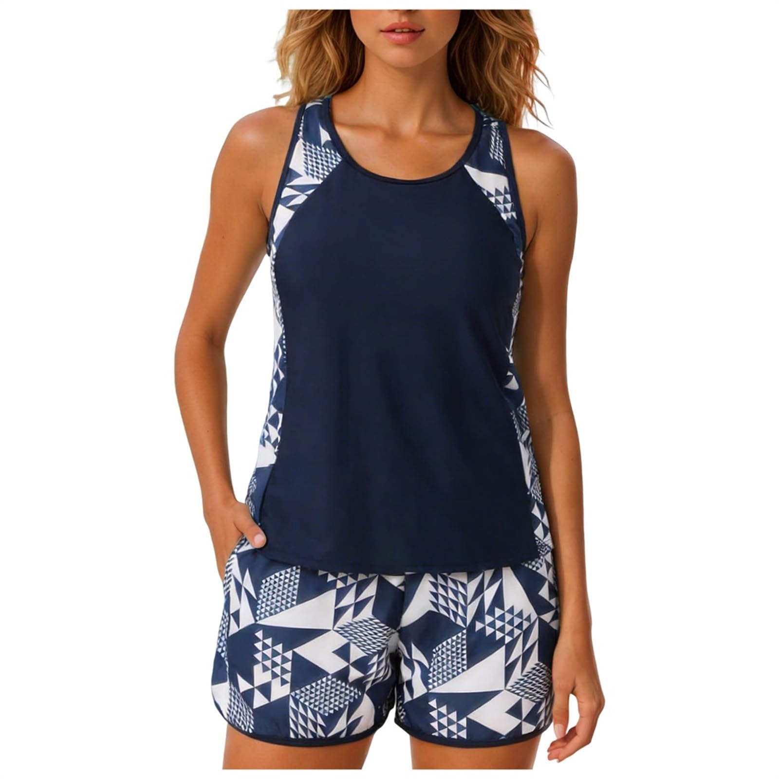 Tankini Mujer Reductor Barriga Traje De Baño Mujer Tankinis Conjuntos De Traje Baño Dos Piezas con Pantalones Cortos Cintura Alta Bañador Reductor Barriga para Playa Piscina Verano