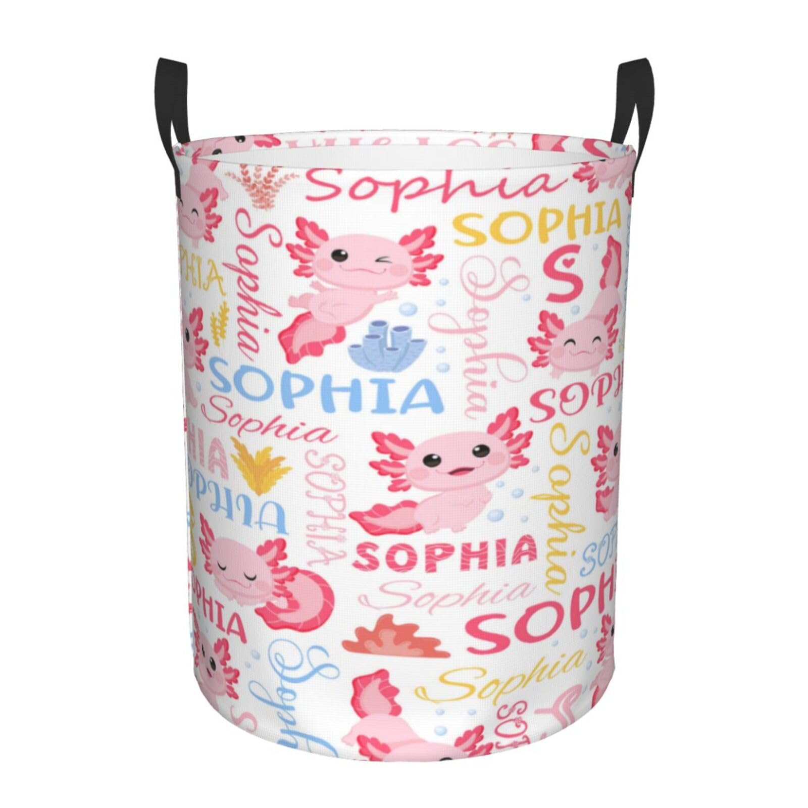 Personalized Axolotls Laundry Baskets Gifts For Kids, Custom Name Laundry Hamper, Dirty Clothes Hamper Basket With Name For Bathroom Bedroom, Laundry