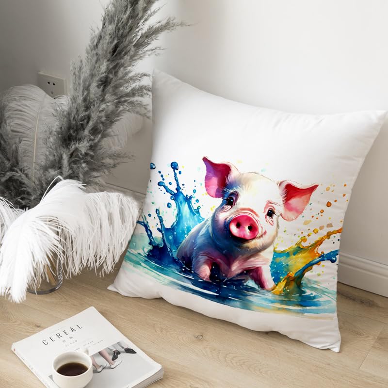HUASHUZI Cushion Cover Pig Gifts for Women Pig lovers Accessories Decorations Throw Pillow Case Decor Home for Livingroom Couch Sofa 18"x18"(45x45cm) - Image 3