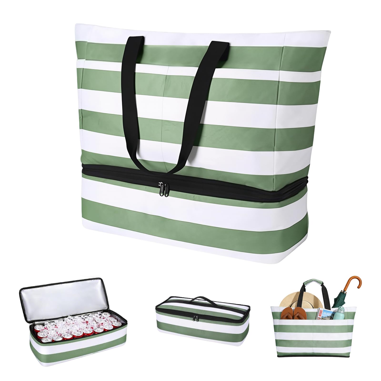 Große Badetasche Strandtasche, 50 x 29 x 49cm, Familie Strandtasche, Fächer Badetasche, Strandtasches mit Reißverschluss, für Reisen, Fitness