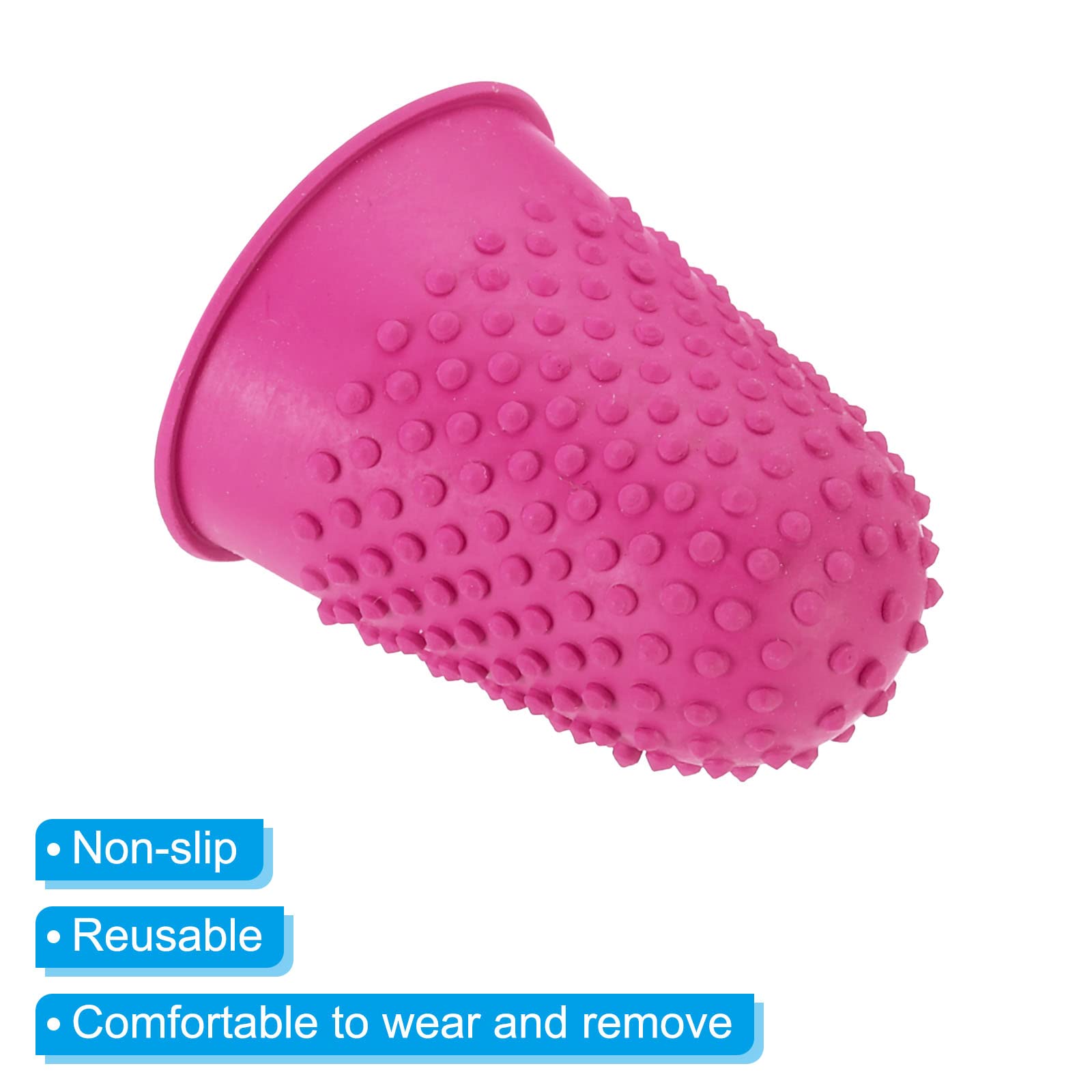 PATIKIL Goma Dedo Puntas Silicona Pulgar Protector Cubiertas 10 Pieza XL Rosa Rojo