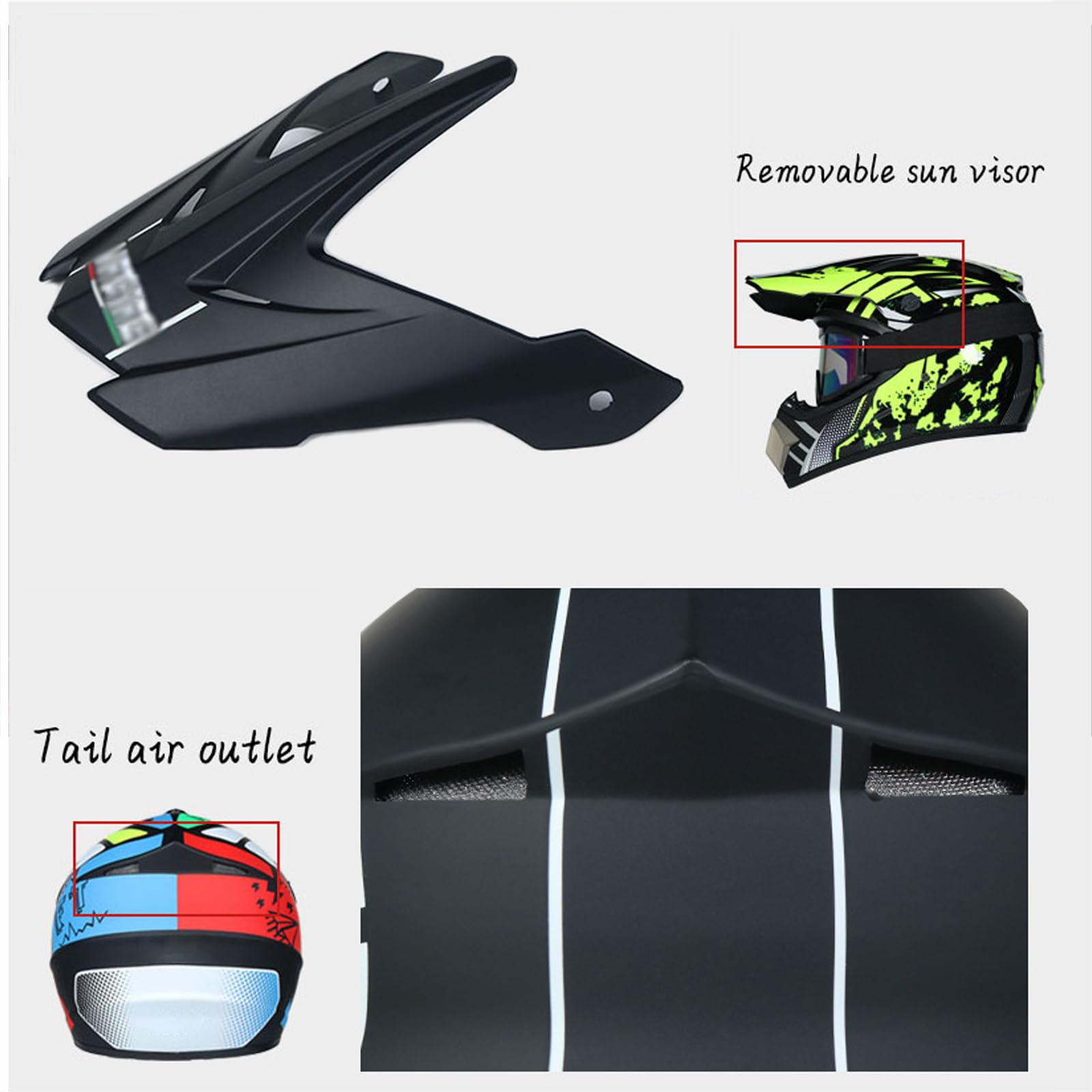 Kask Motocrossowy Z Pełną Twarzą Dla Dzieci I Dorosłych - MTB, Motocykl Terenowy, Z Goglami, Rękawicami I Maską - Młodzieżowy Kask Ochronny Do Jazdy Terenowej BMX