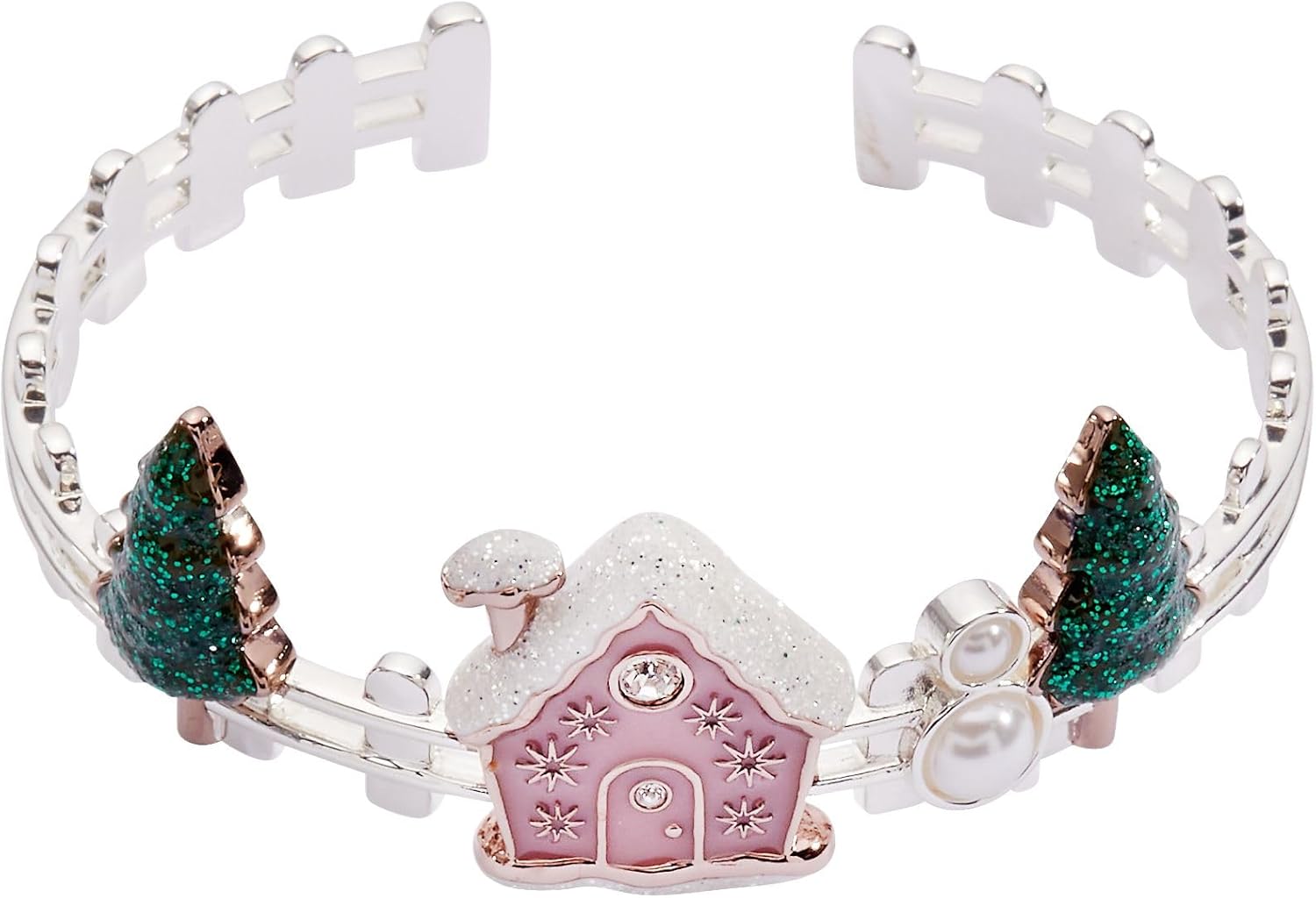 Alex and Ani Womens Holiday Bracelets - Nickel-Free Brass Bracelets, Trendy Women's Jewelry (Gingerbread House Cuff Bracelet, Two Tone)