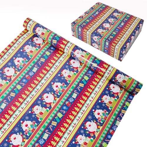 Christmas Wrapping Paper Roll,43cm*12m Christmas Elements Collection Paper for Xmas Present (Blue) - Image 7