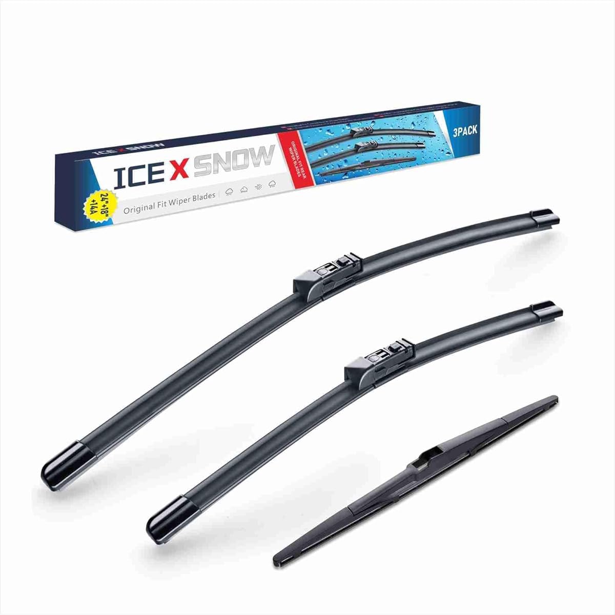 3 Wipers 24"/18"/14" Windshield Wiper Blades Replacement for Mazda CX-5 CX-9 2023 2022 2021 2020 2019 2018 02/2017 Original Factory Quality Windshield Wiper Blades(Top Lock Set of 3)