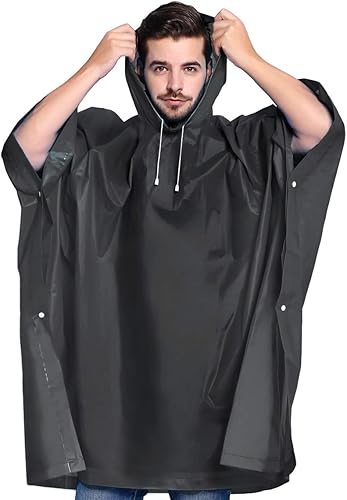 Miniatura 2 de ANTVEE Ponchos de lluvia para adultos, impermeable, portátil, reutilizable, paquete de 2 con capucha con cordón, se mantiene seco con estilo