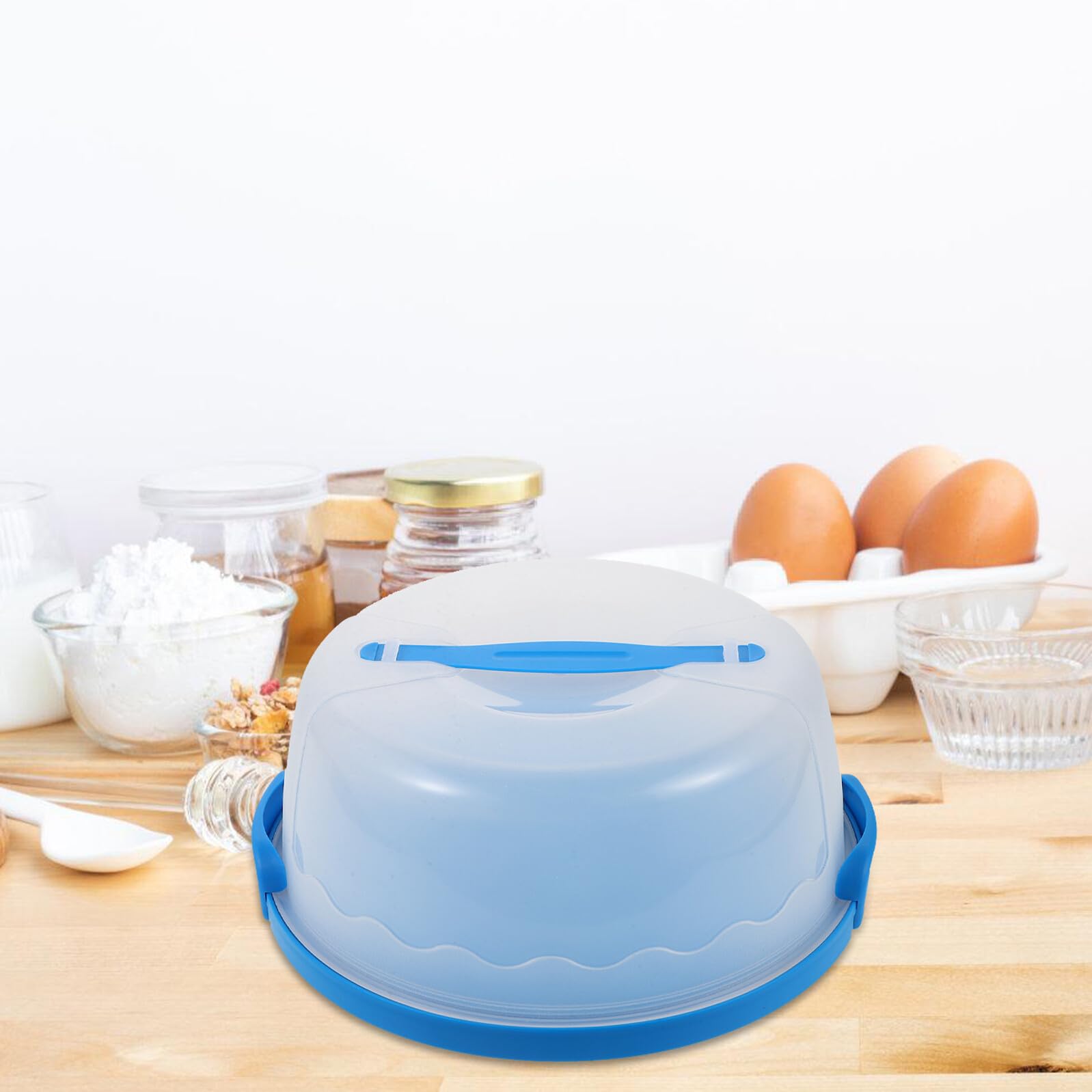 Scatola Conservazione Torte e Dessert da 6-8 Pollici Blu in Plastica Rotonda per Torta Protezione per Trasporto e Esposizione Manico